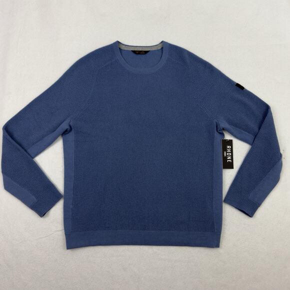 Rhone Walden Wool Cashmere Sweater Men’s Large Blue Horizon Marle NWT $178 - Picture 3 of 13